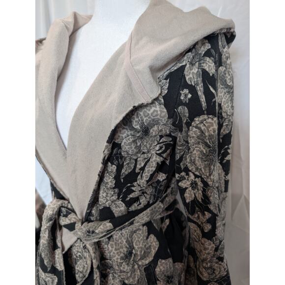 Lucky Brand Women's Small Floral French Terry Wrap Hooded Sweatshirt Cardigan - Picture 2 of 13